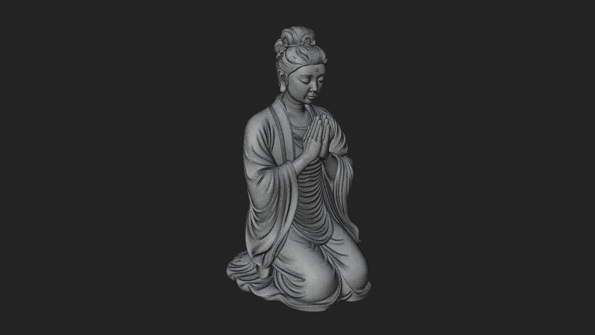 Kneeling Hanfu Lady Statue Design 6 3D Print Model 3D Model