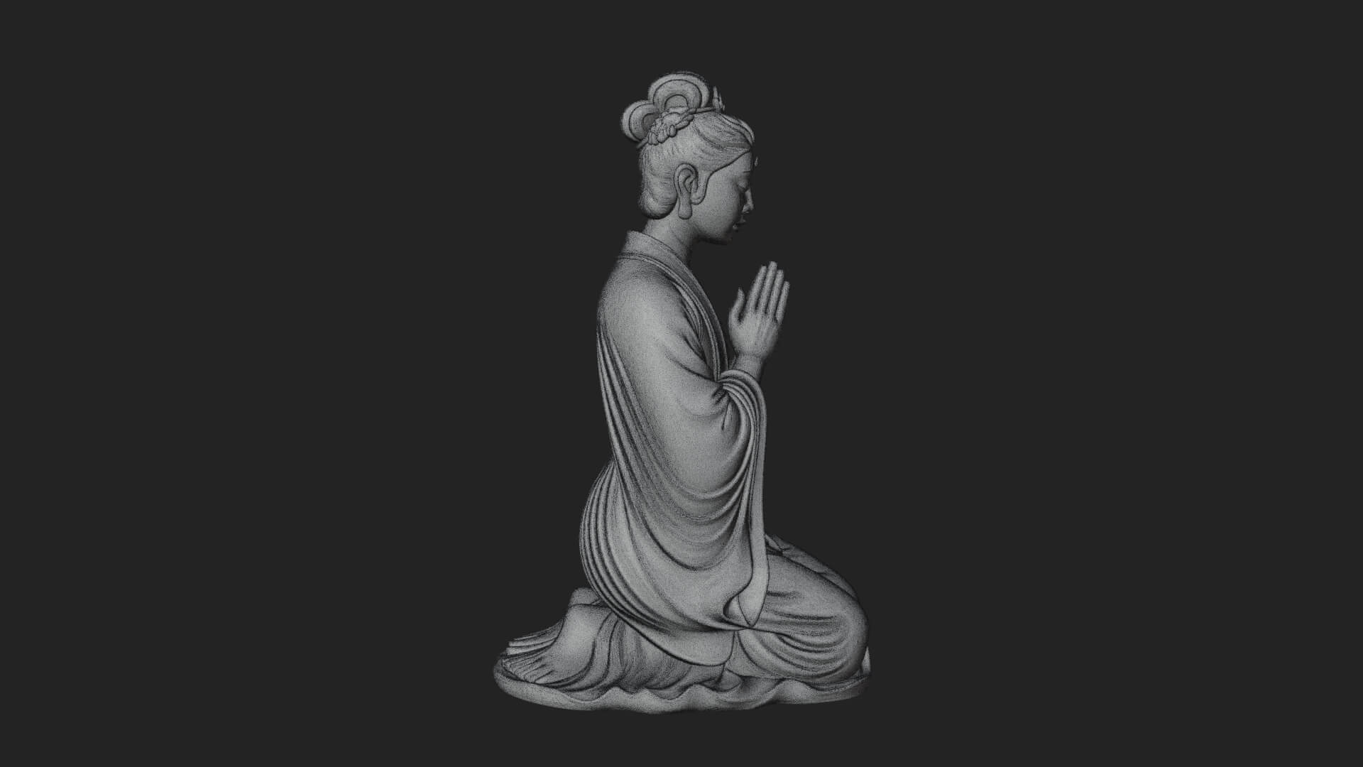 Kneeling Hanfu Lady Statue Design 6 3D Print Model 3D Model