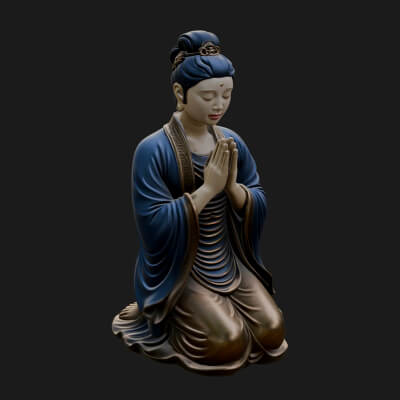 Kneeling Hanfu Lady Statue Design 6 3D Print Model