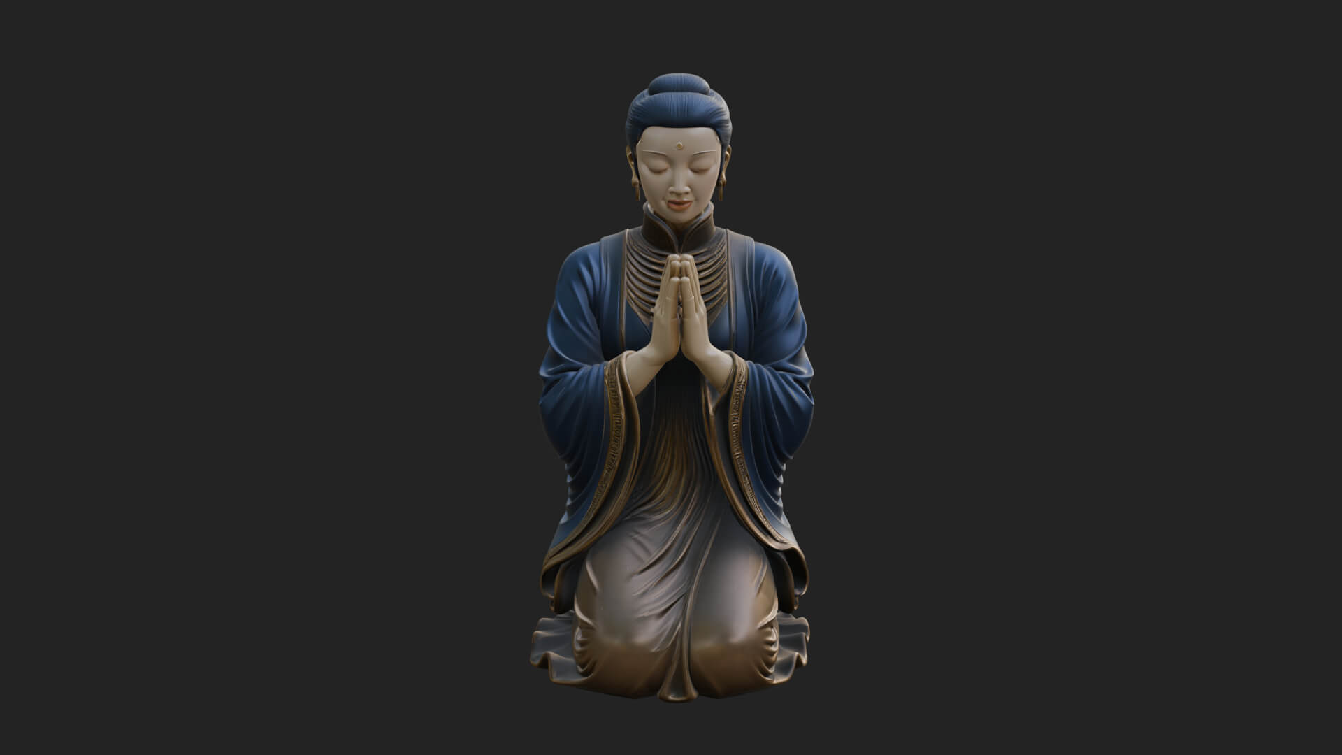 Kneeling Hanfu Lady Statue Design 7 3D Print Model 3D Model