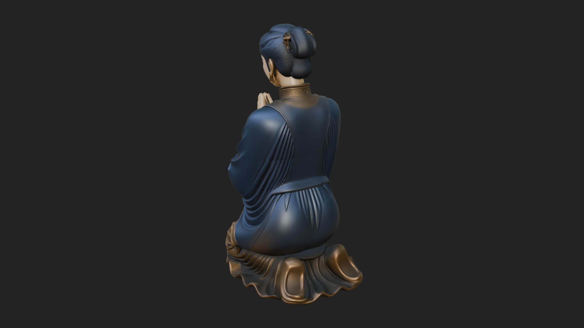 Kneeling Hanfu Lady Statue Design 7 3D Print Model 3D Model