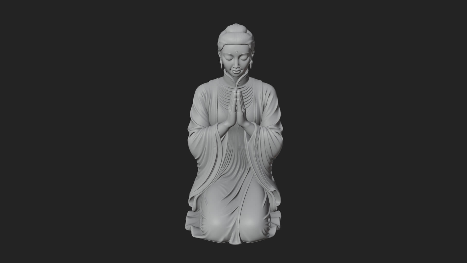 Kneeling Hanfu Lady Statue Design 7 3D Print Model 3D Model