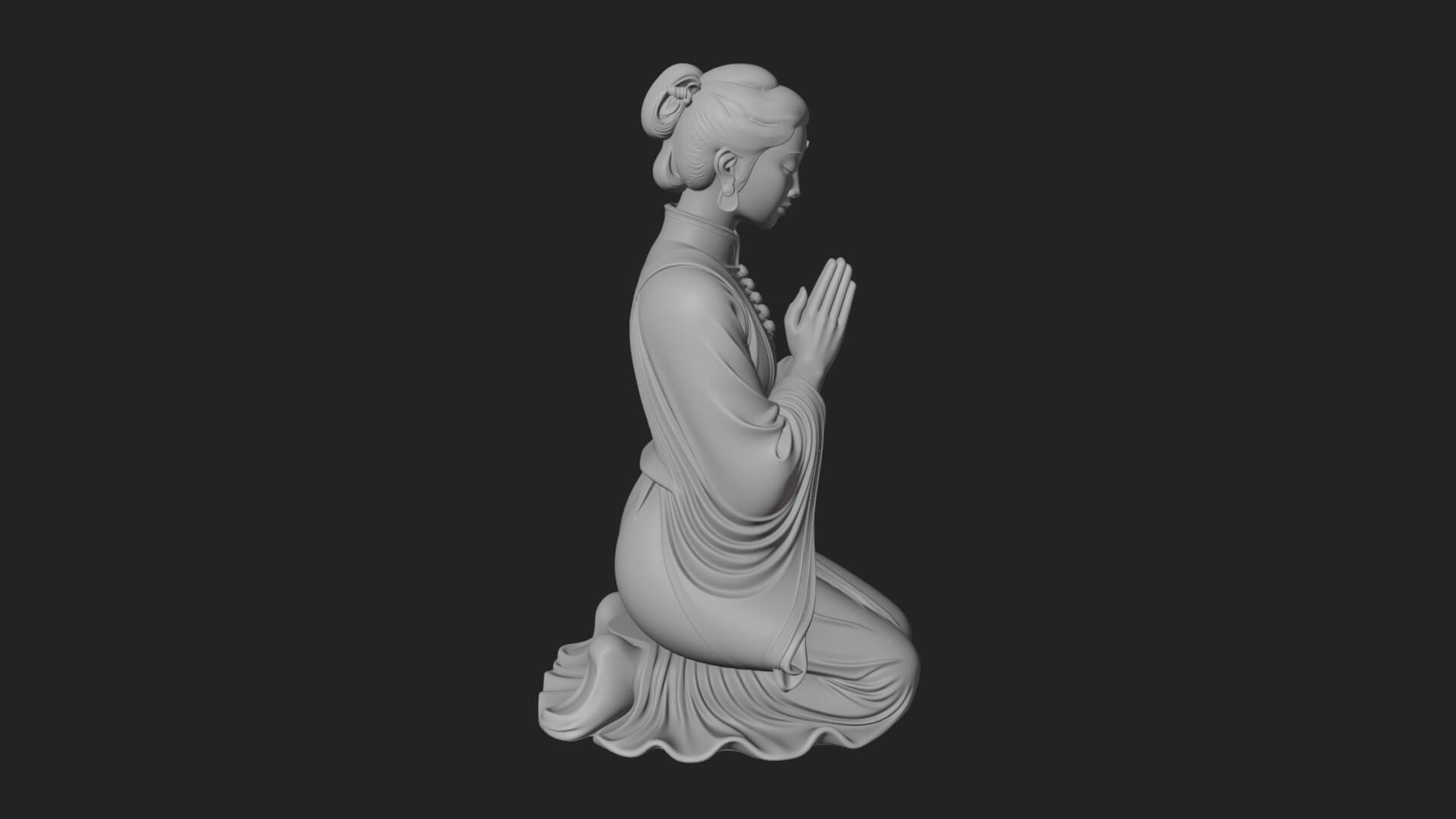 Kneeling Hanfu Lady Statue Design 7 3D Print Model 3D Model