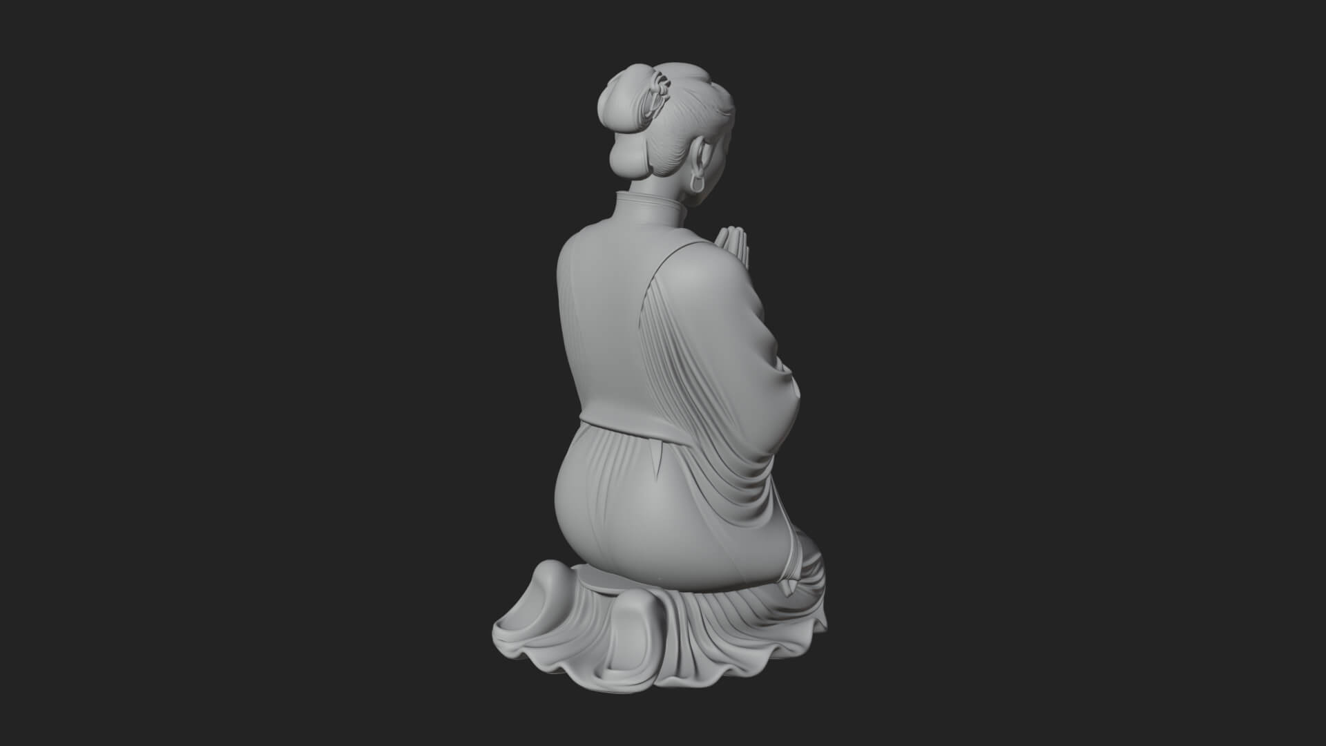 Kneeling Hanfu Lady Statue Design 7 3D Print Model 3D Model