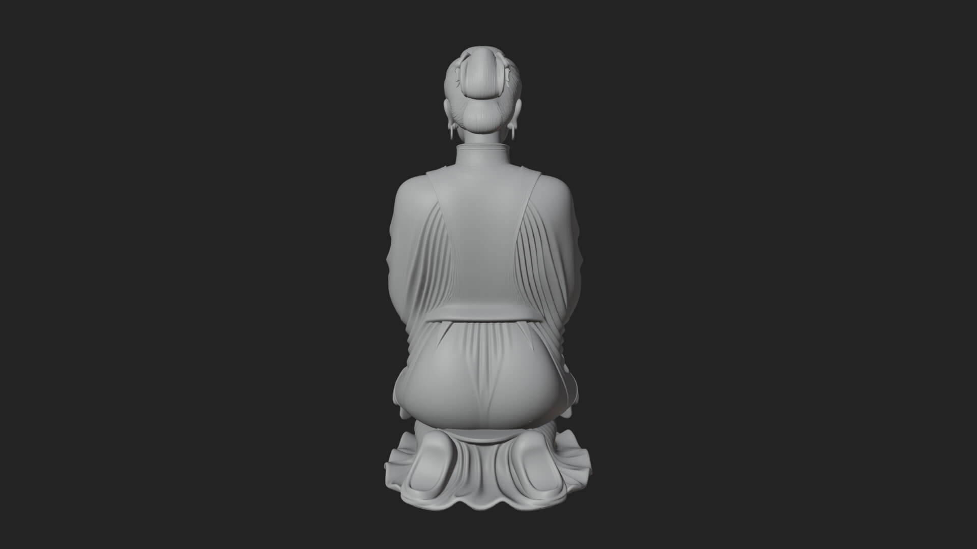 Kneeling Hanfu Lady Statue Design 7 3D Print Model 3D Model