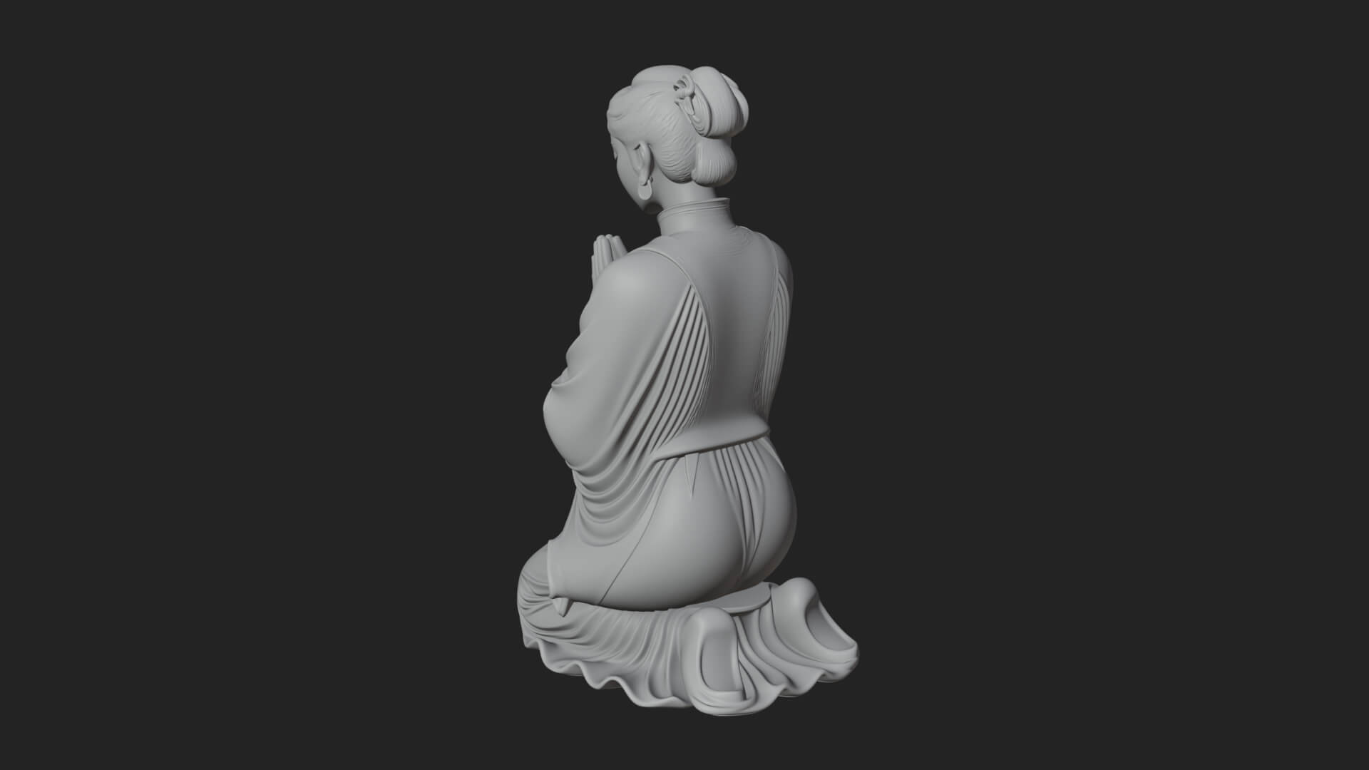 Kneeling Hanfu Lady Statue Design 7 3D Print Model 3D Model