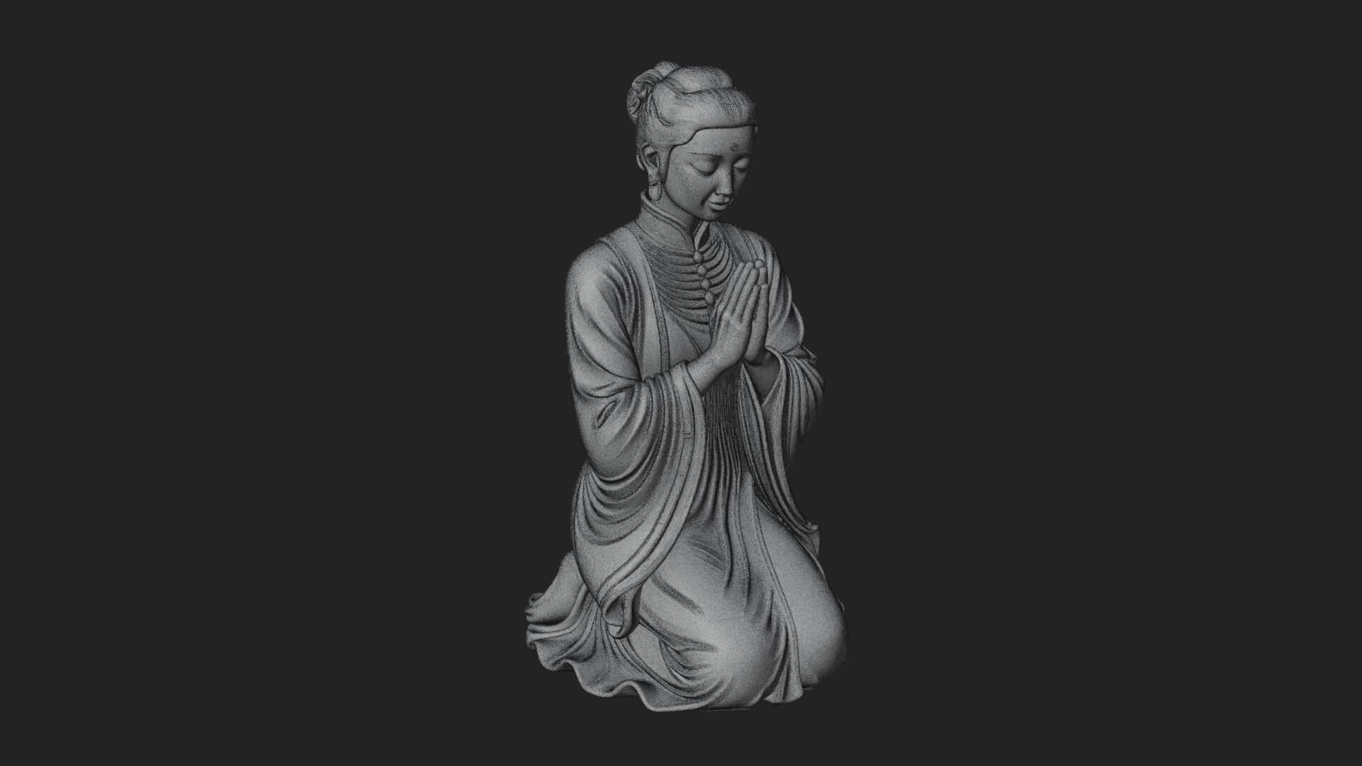 Kneeling Hanfu Lady Statue Design 7 3D Print Model 3D Model