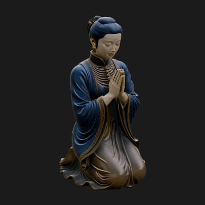 Kneeling Hanfu Lady Statue Design 7 3D Print Model