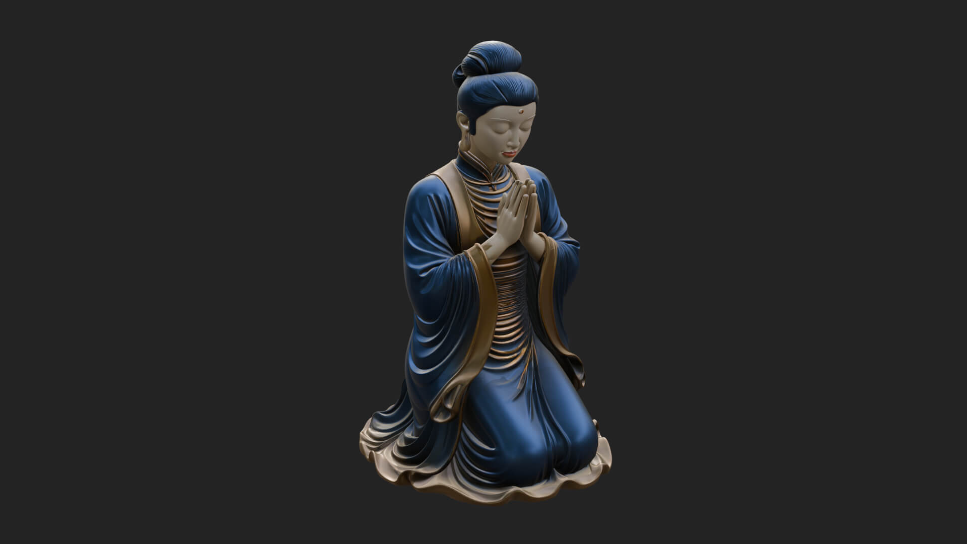 Kneeling Hanfu Lady Statue Design 8 3D Print Model 3D Model
