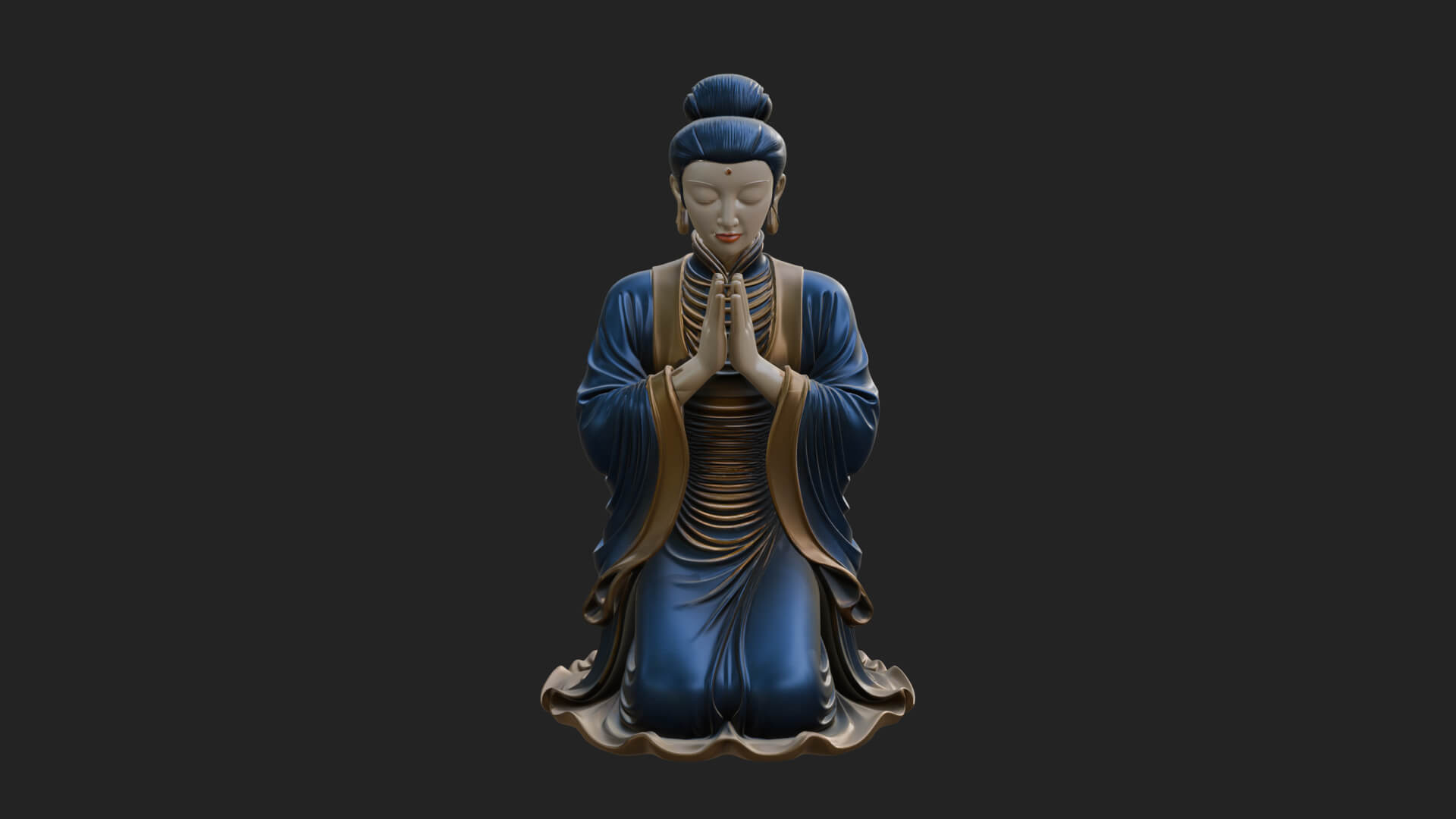 Kneeling Hanfu Lady Statue Design 8 3D Print Model 3D Model