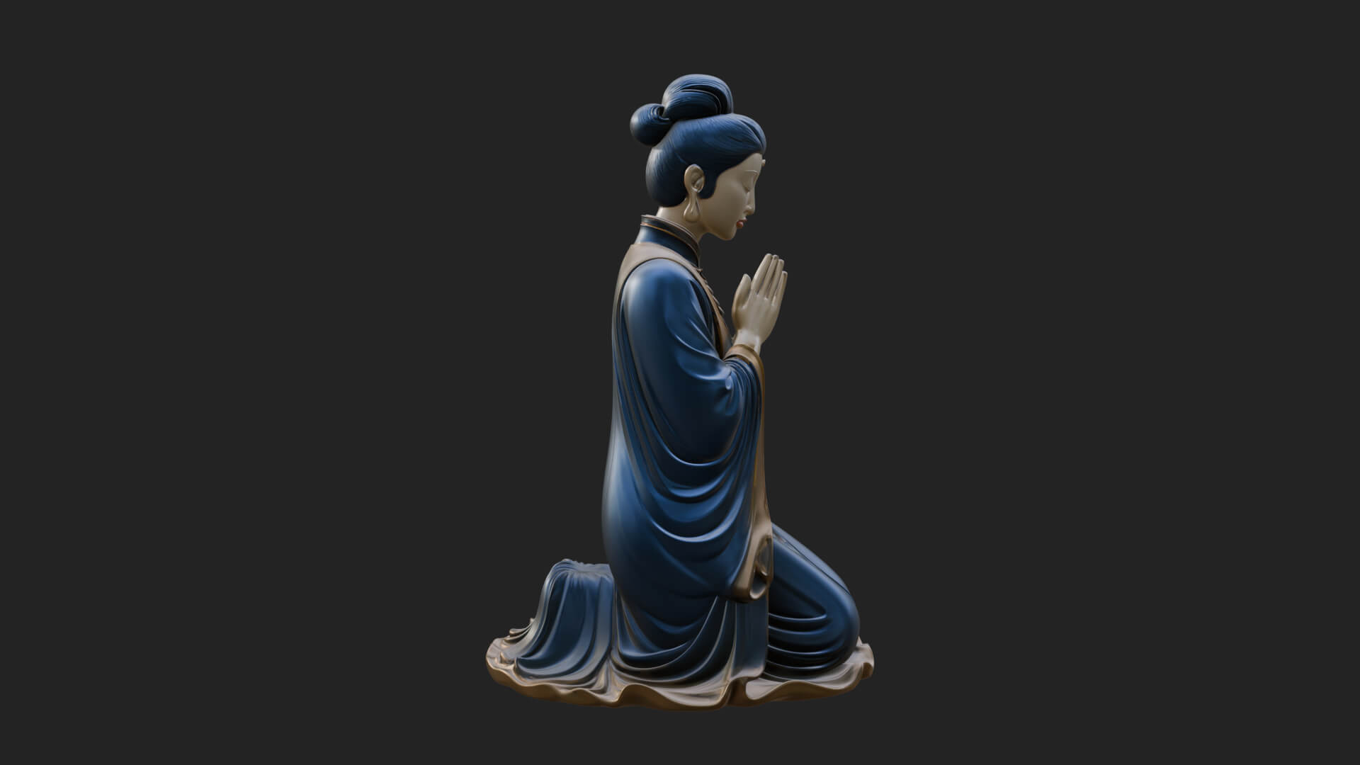 Kneeling Hanfu Lady Statue Design 8 3D Print Model 3D Model