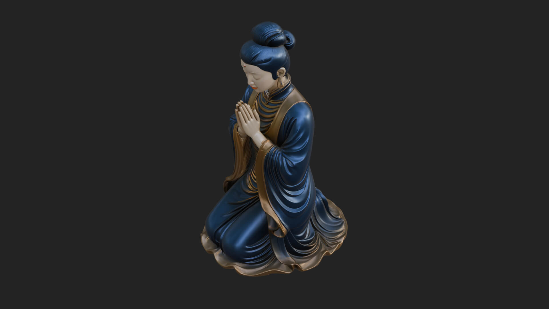 Kneeling Hanfu Lady Statue Design 8 3D Print Model 3D Model