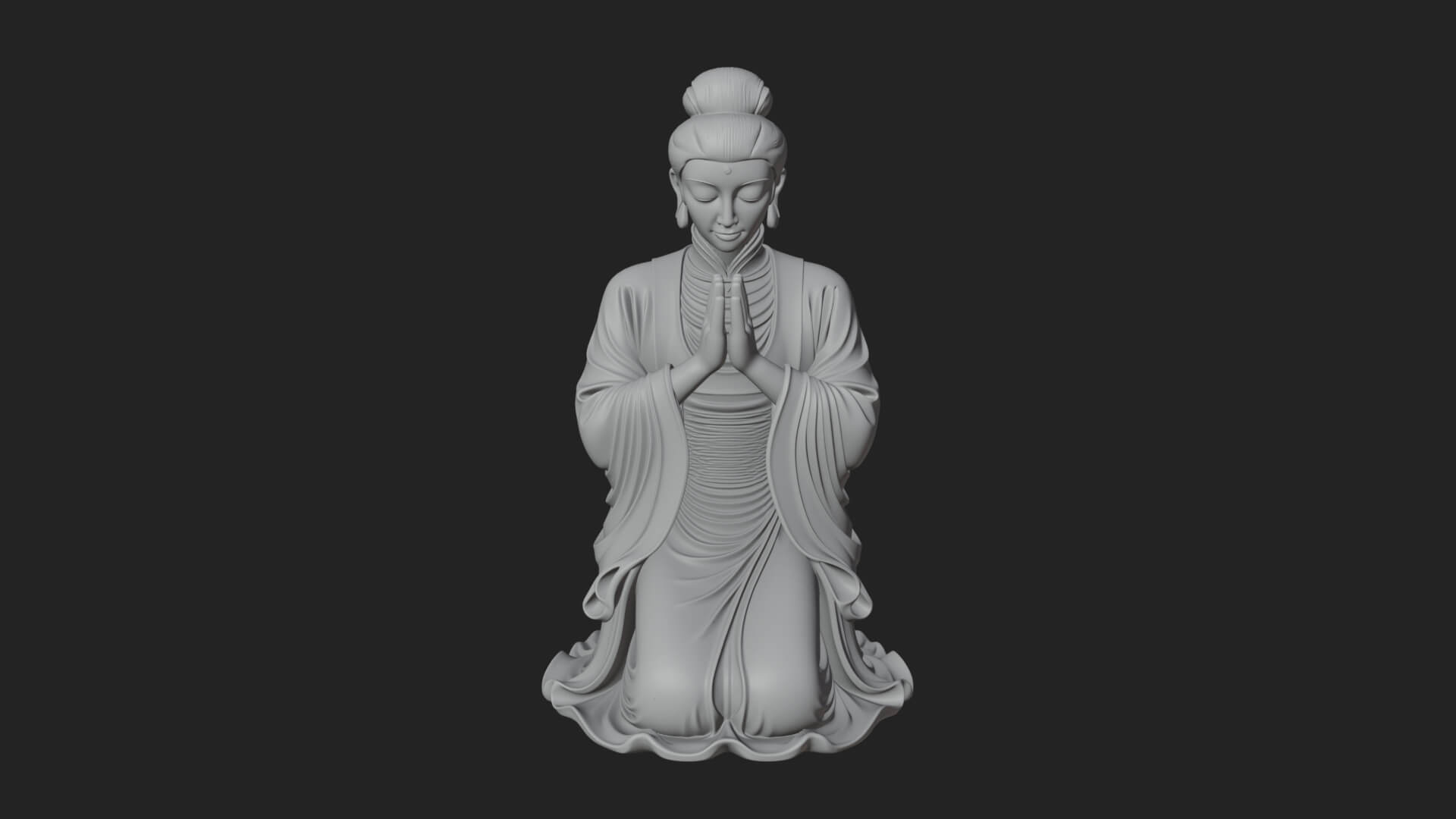 Kneeling Hanfu Lady Statue Design 8 3D Print Model 3D Model
