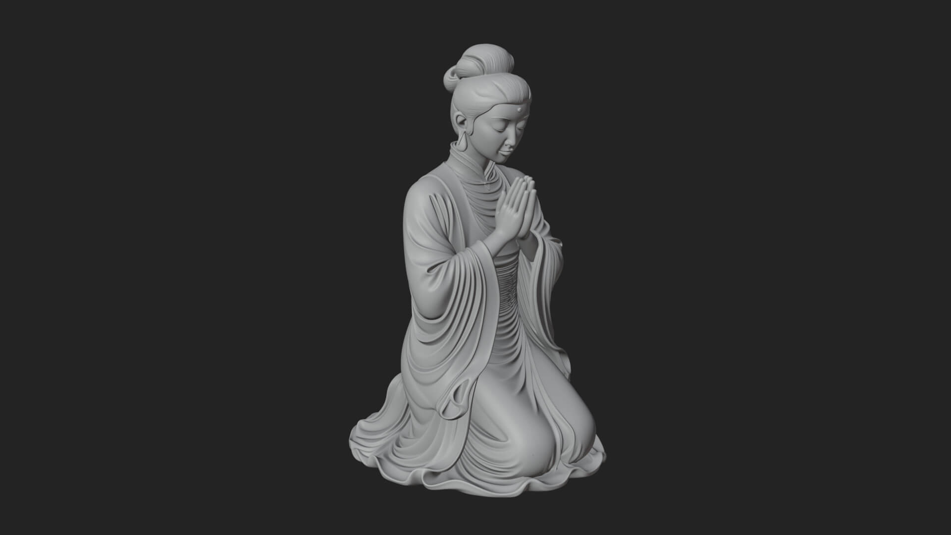 Kneeling Hanfu Lady Statue Design 8 3D Print Model 3D Model