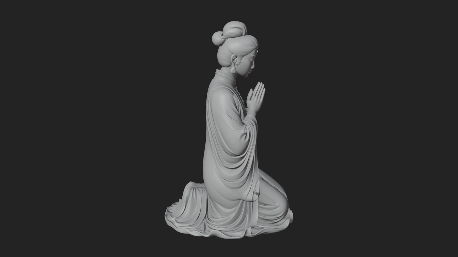 Kneeling Hanfu Lady Statue Design 8 3D Print Model 3D Model