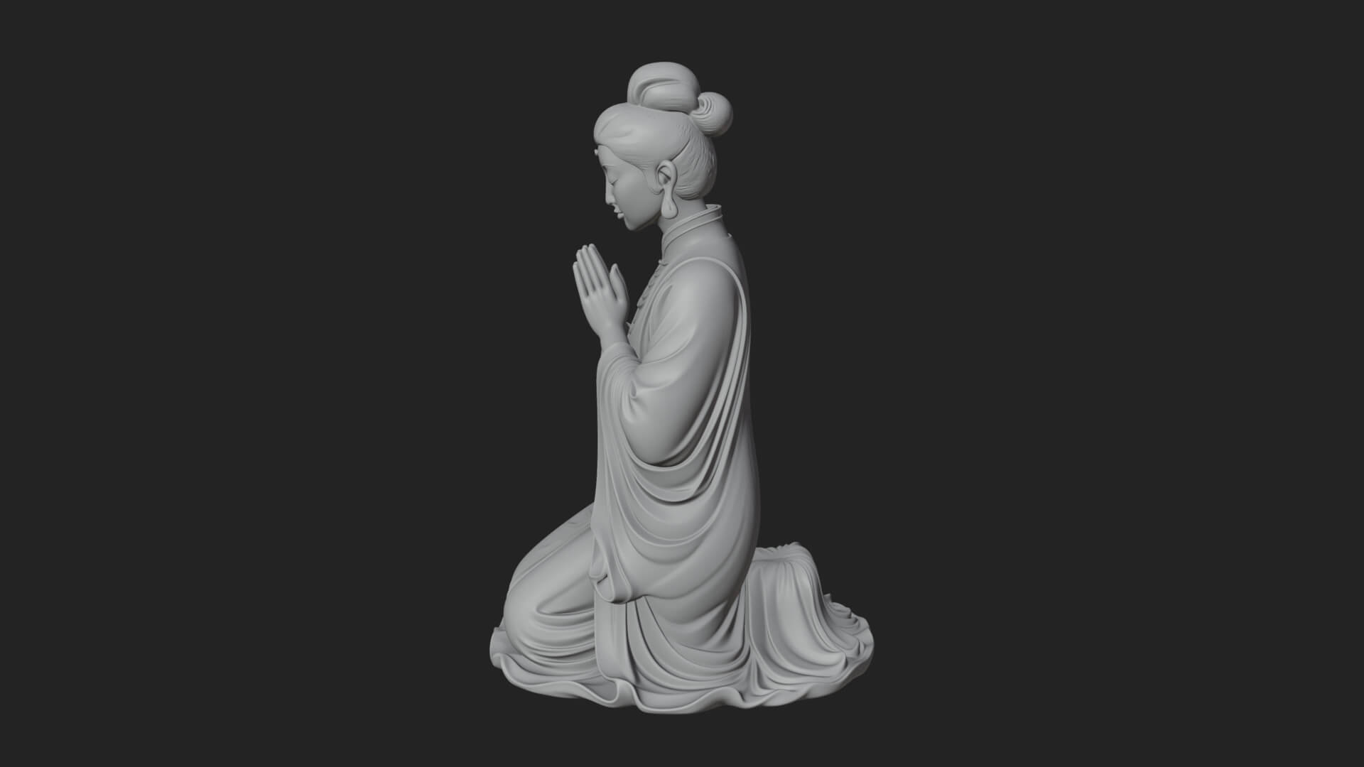 Kneeling Hanfu Lady Statue Design 8 3D Print Model 3D Model