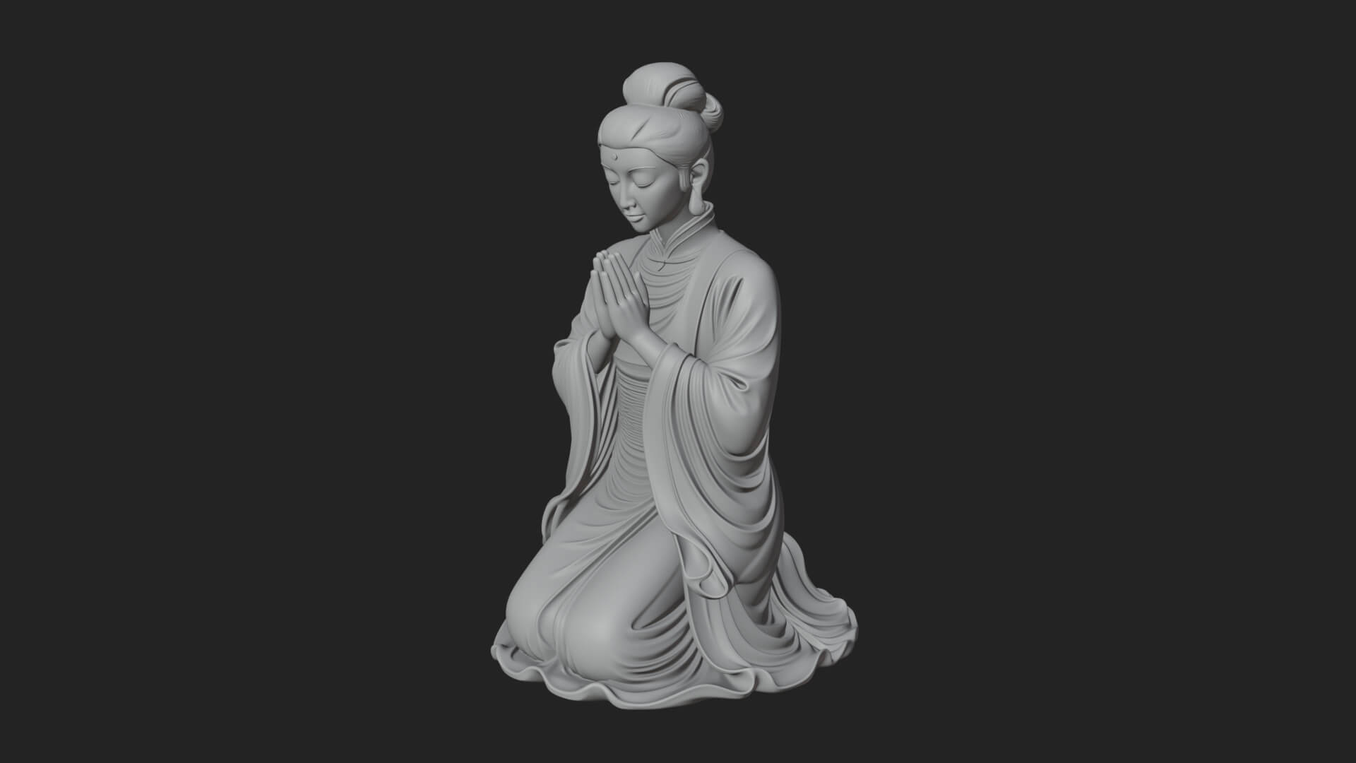 Kneeling Hanfu Lady Statue Design 8 3D Print Model 3D Model