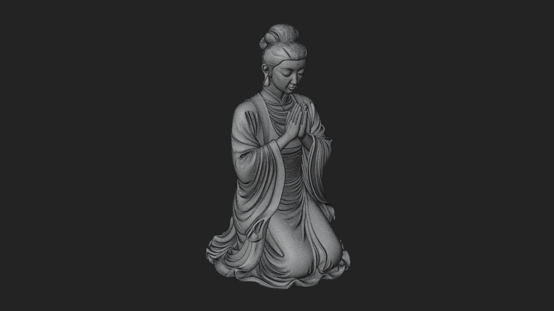 Kneeling Hanfu Lady Statue Design 8 3D Print Model 3D Model