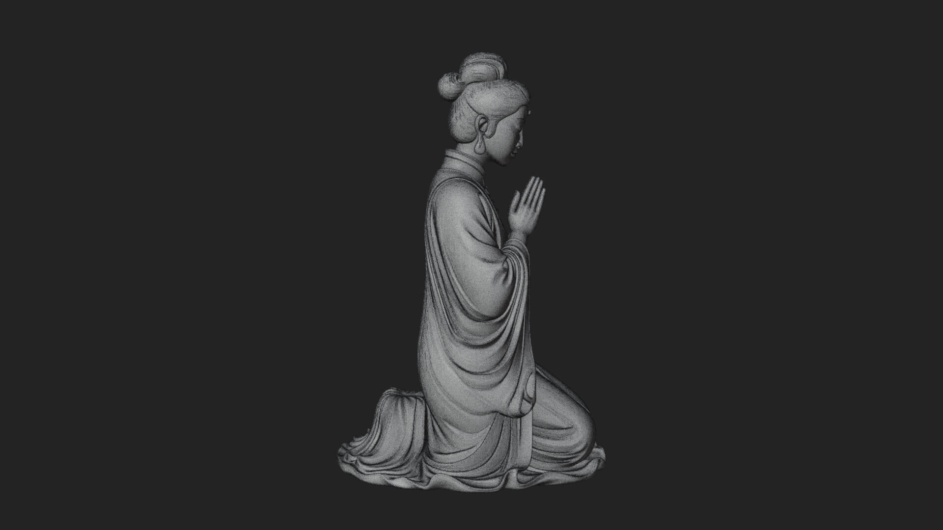 Kneeling Hanfu Lady Statue Design 8 3D Print Model 3D Model