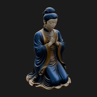 Kneeling Hanfu Lady Statue Design 8 3D Print Model