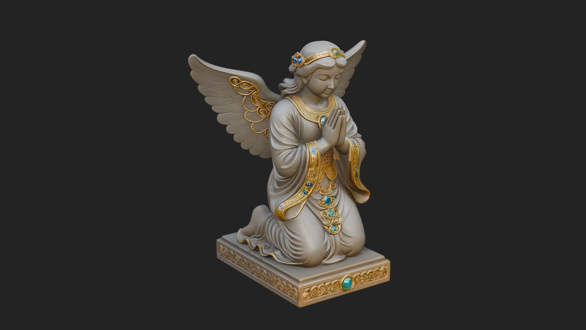 Kneeling Praying Angel Statue Design 10 3D Print Model 3D Model