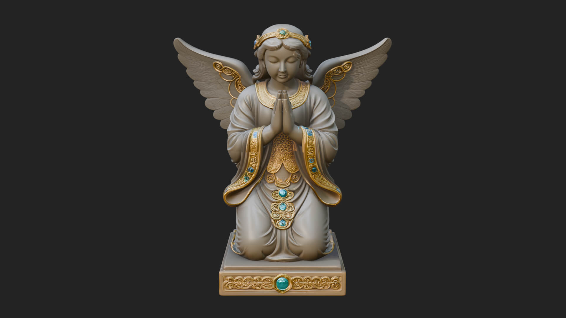Kneeling Praying Angel Statue Design 10 3D Print Model 3D Model