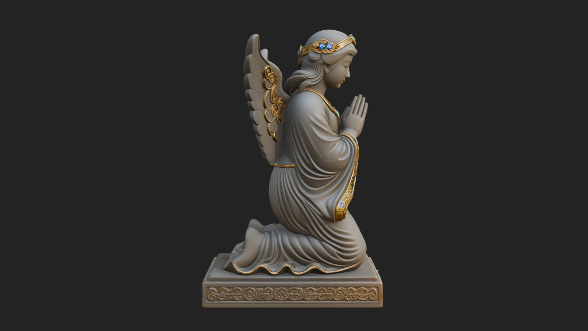 Kneeling Praying Angel Statue Design 10 3D Print Model 3D Model