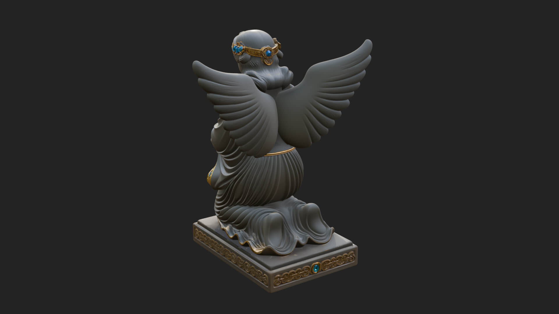 Kneeling Praying Angel Statue Design 10 3D Print Model 3D Model