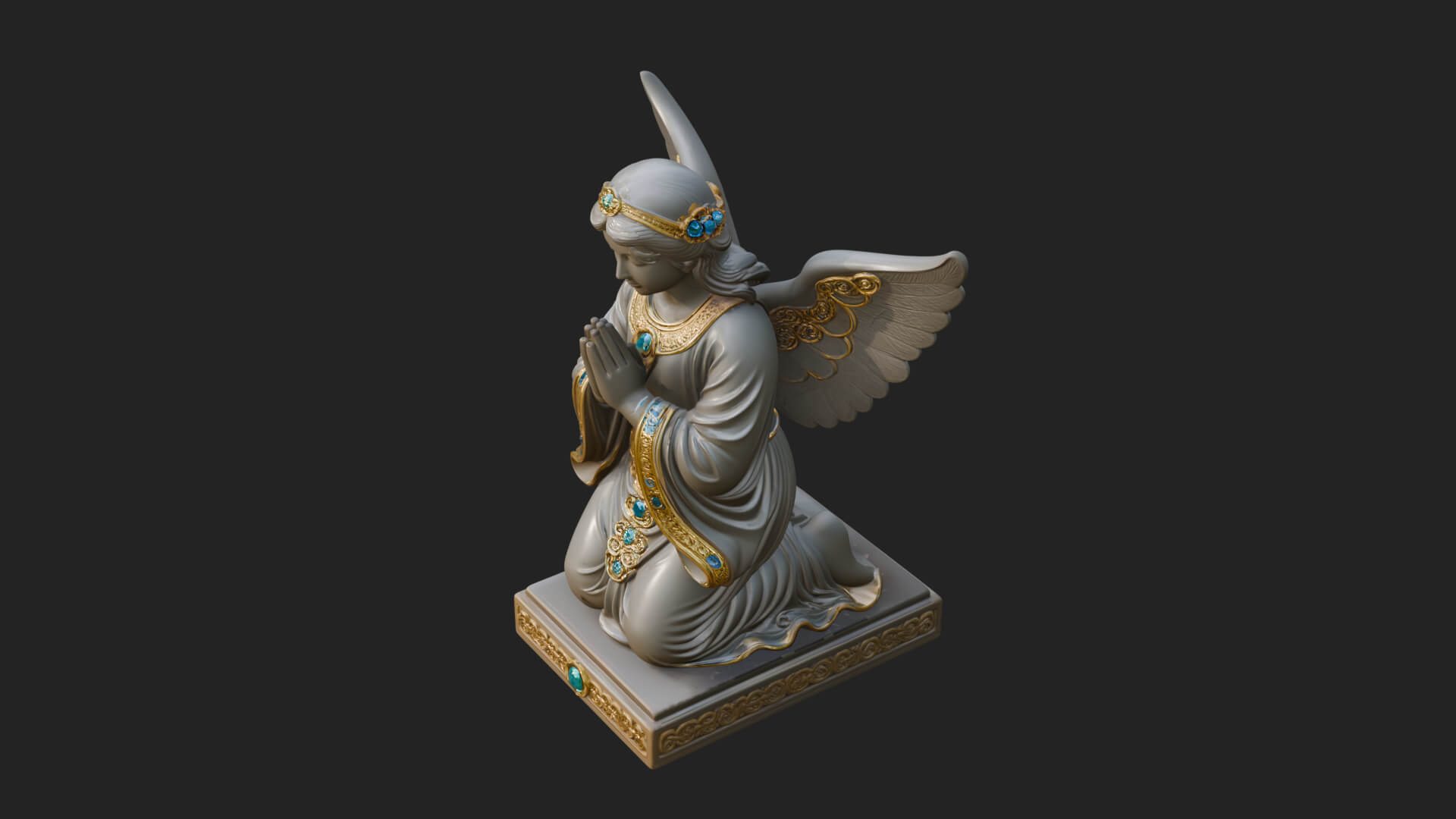 Kneeling Praying Angel Statue Design 10 3D Print Model 3D Model