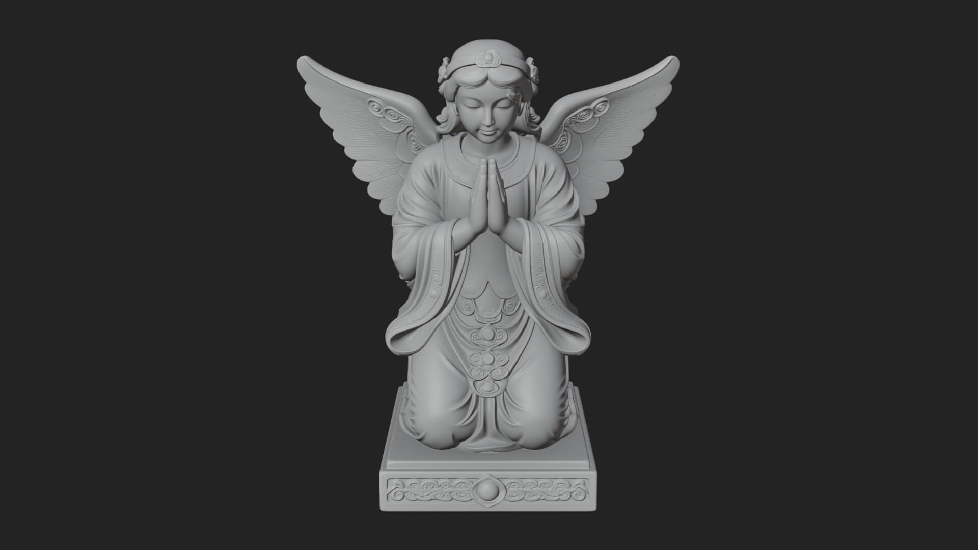 Kneeling Praying Angel Statue Design 10 3D Print Model 3D Model