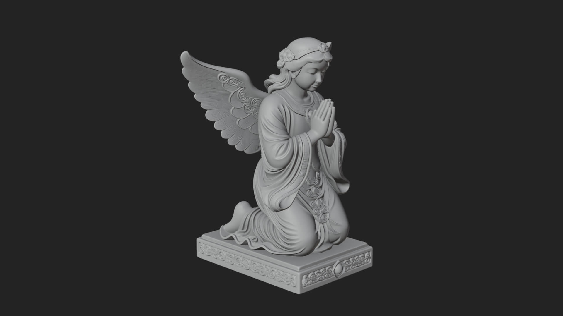 Kneeling Praying Angel Statue Design 10 3D Print Model 3D Model