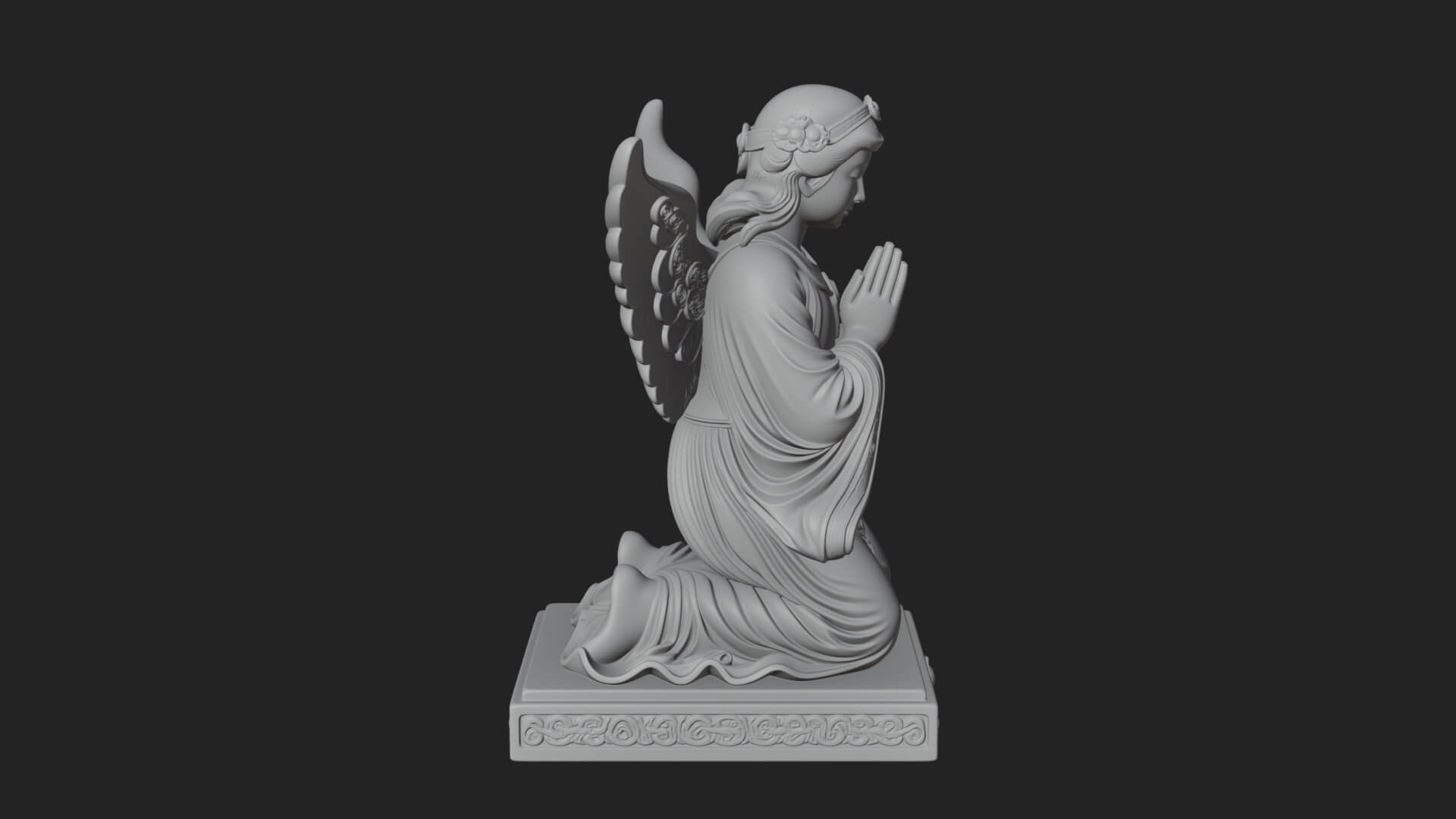 Kneeling Praying Angel Statue Design 10 3D Print Model 3D Model