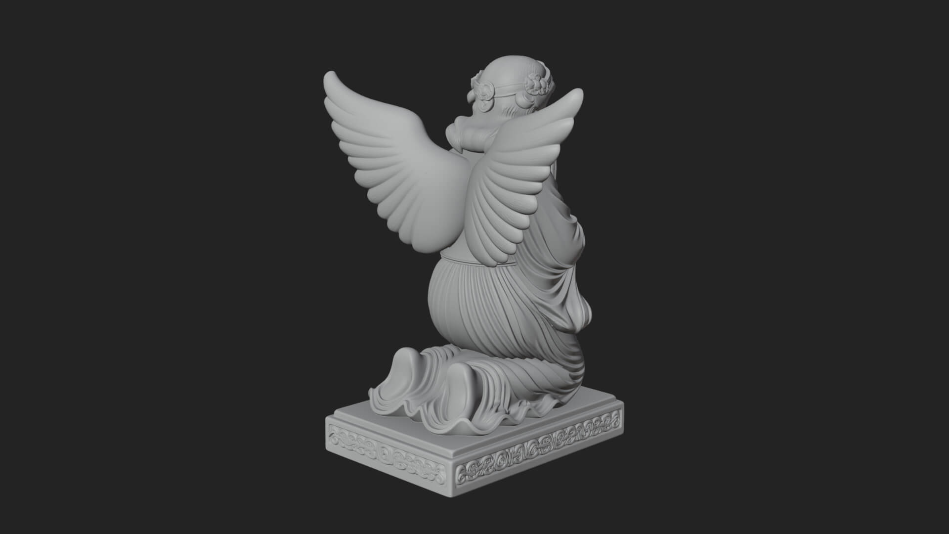 Kneeling Praying Angel Statue Design 10 3D Print Model 3D Model