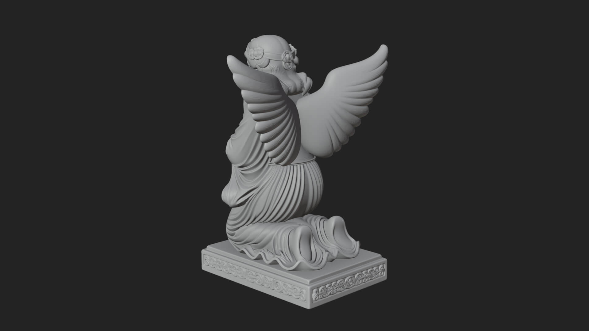 Kneeling Praying Angel Statue Design 10 3D Print Model 3D Model