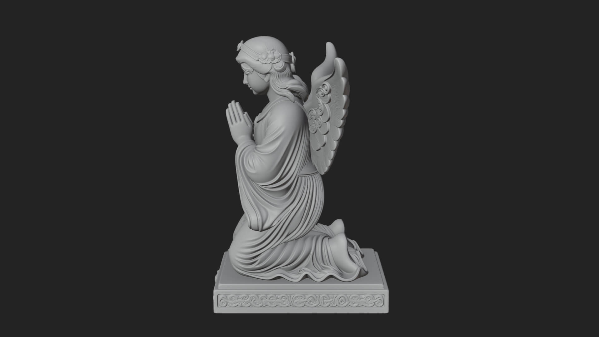 Kneeling Praying Angel Statue Design 10 3D Print Model 3D Model