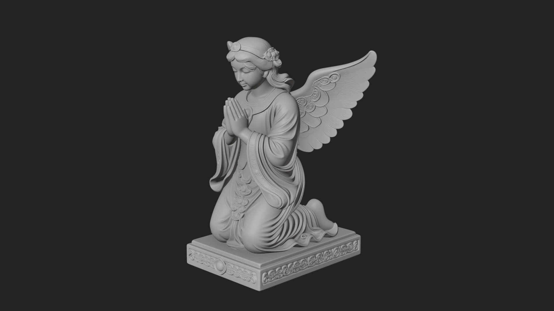 Kneeling Praying Angel Statue Design 10 3D Print Model 3D Model