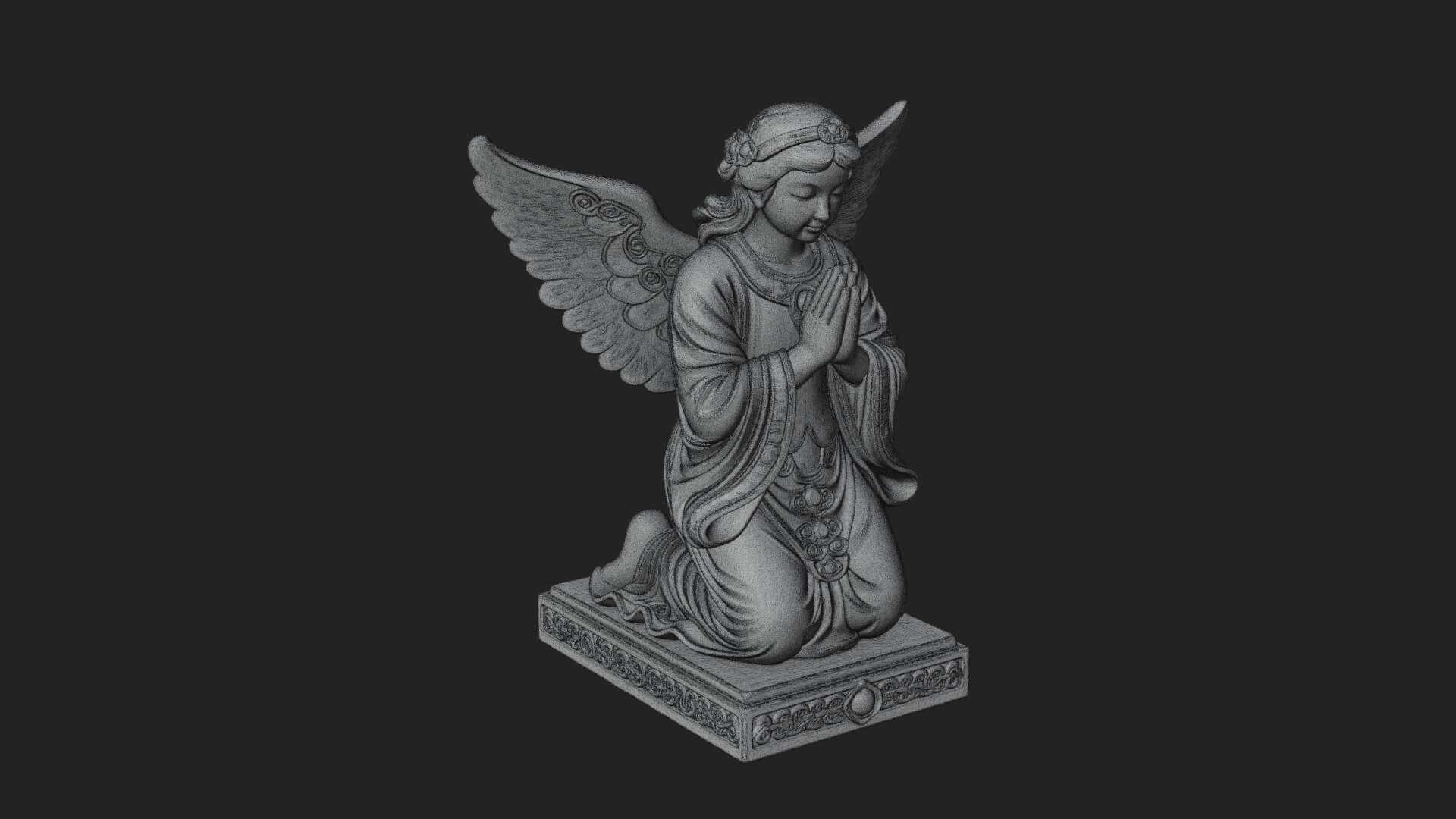 Kneeling Praying Angel Statue Design 10 3D Print Model 3D Model