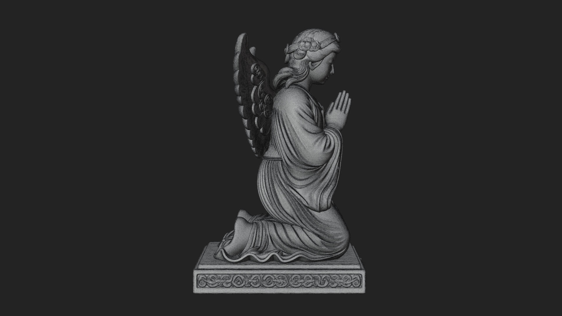 Kneeling Praying Angel Statue Design 10 3D Print Model 3D Model