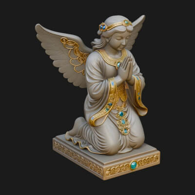 Kneeling Praying Angel Statue Design 10 3D Print Model