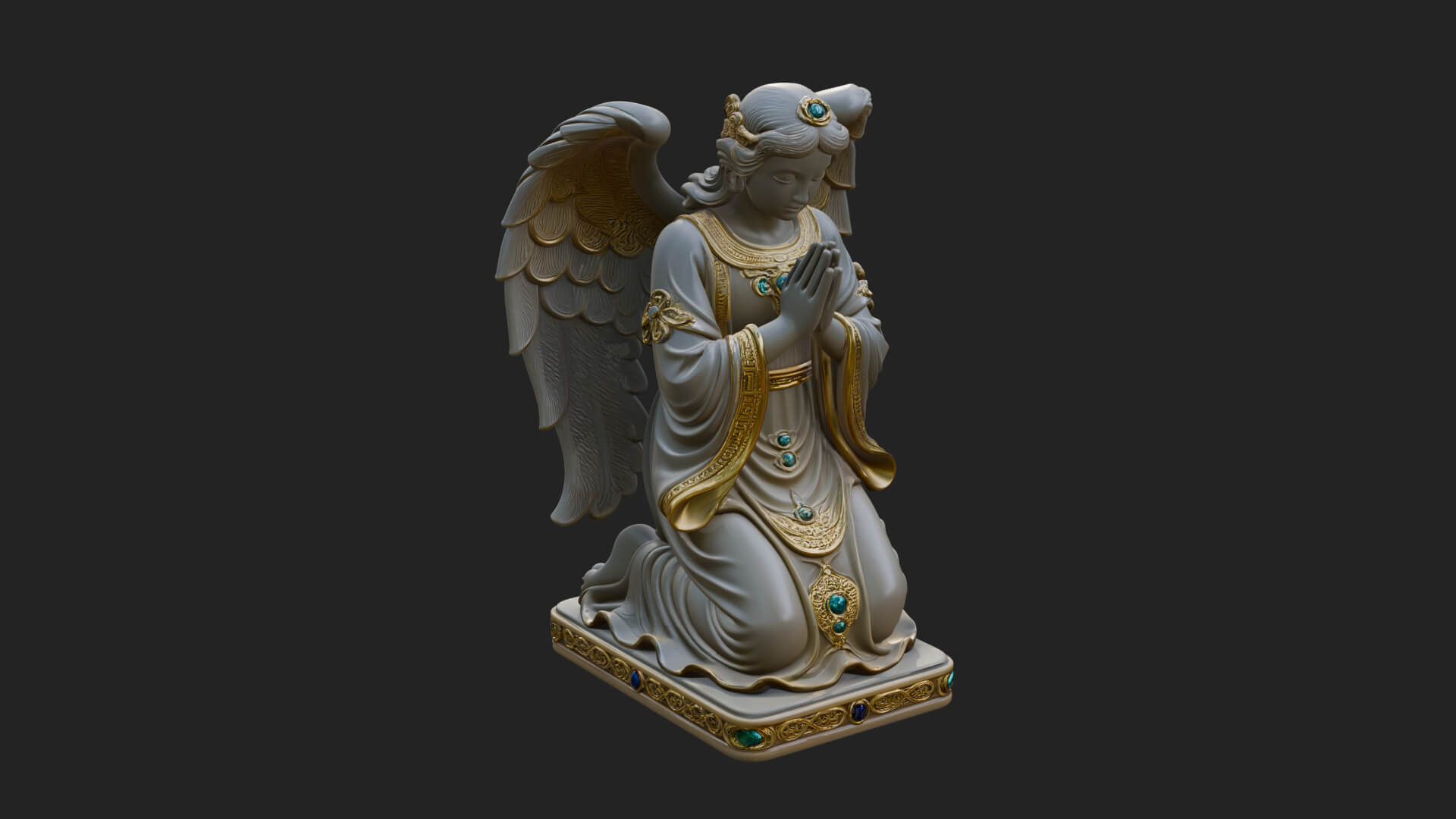 Kneeling Praying Angel Statue Design 11 3D Print Model 3D Model