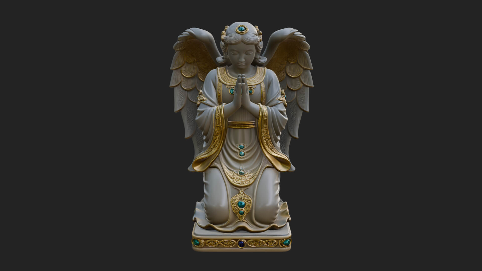 Kneeling Praying Angel Statue Design 11 3D Print Model 3D Model