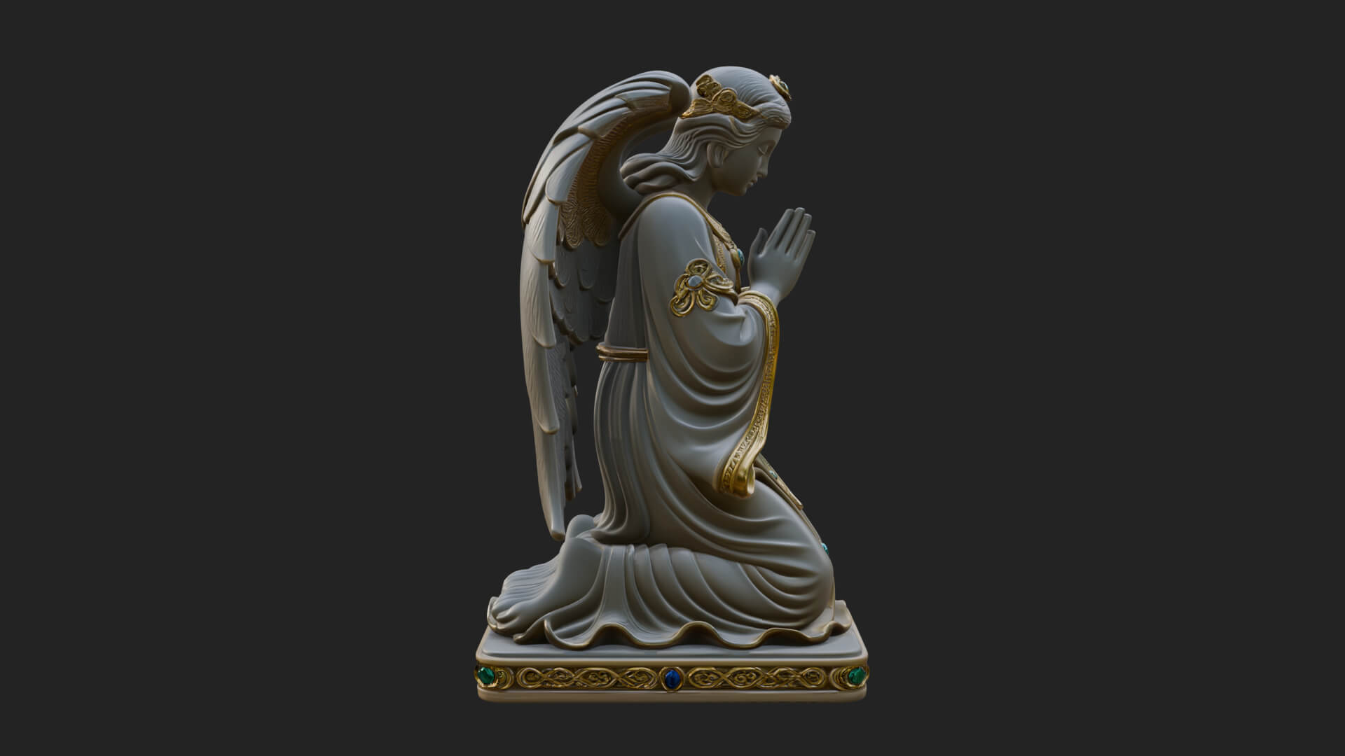 Kneeling Praying Angel Statue Design 11 3D Print Model 3D Model