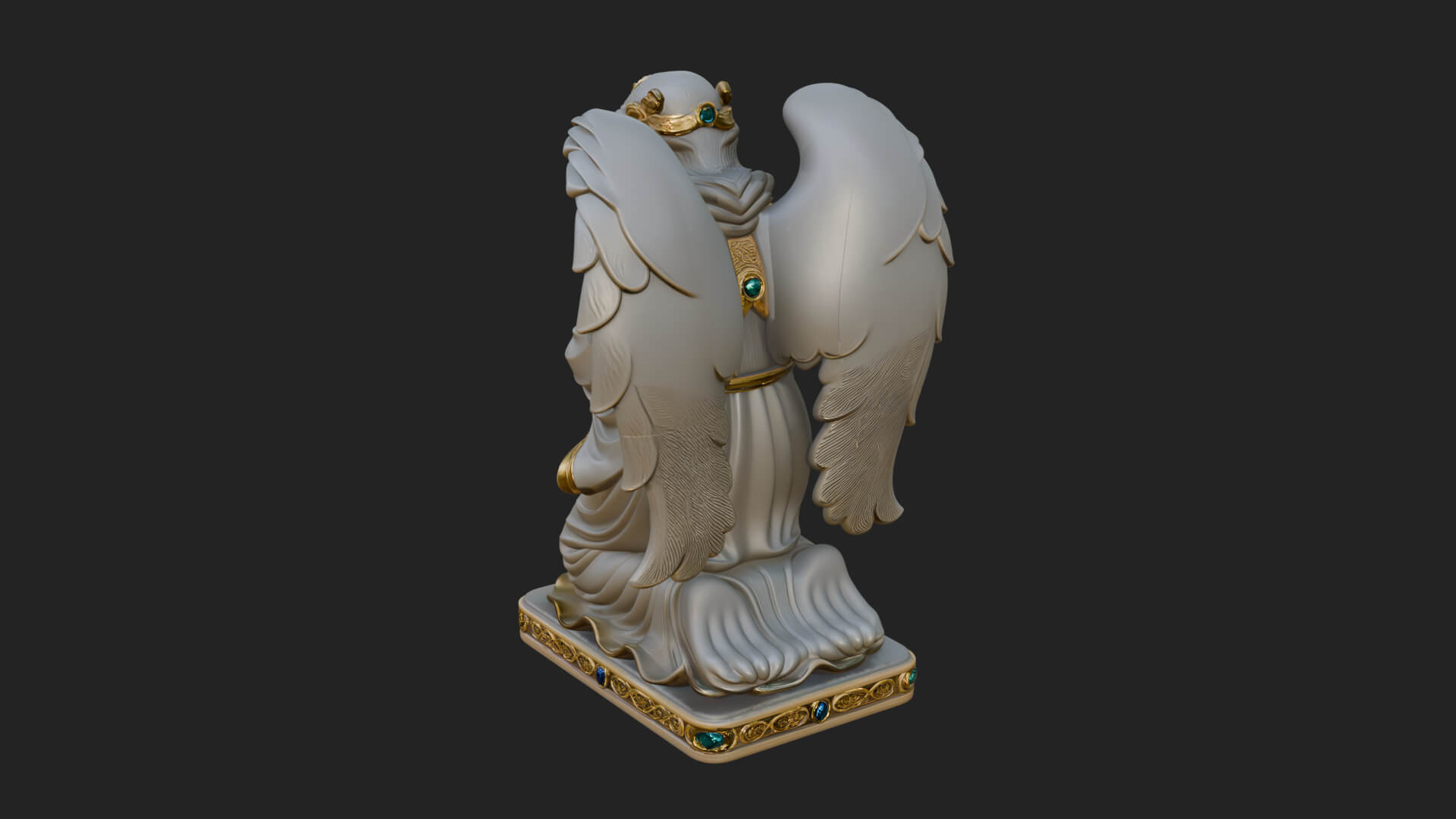 Kneeling Praying Angel Statue Design 11 3D Print Model 3D Model