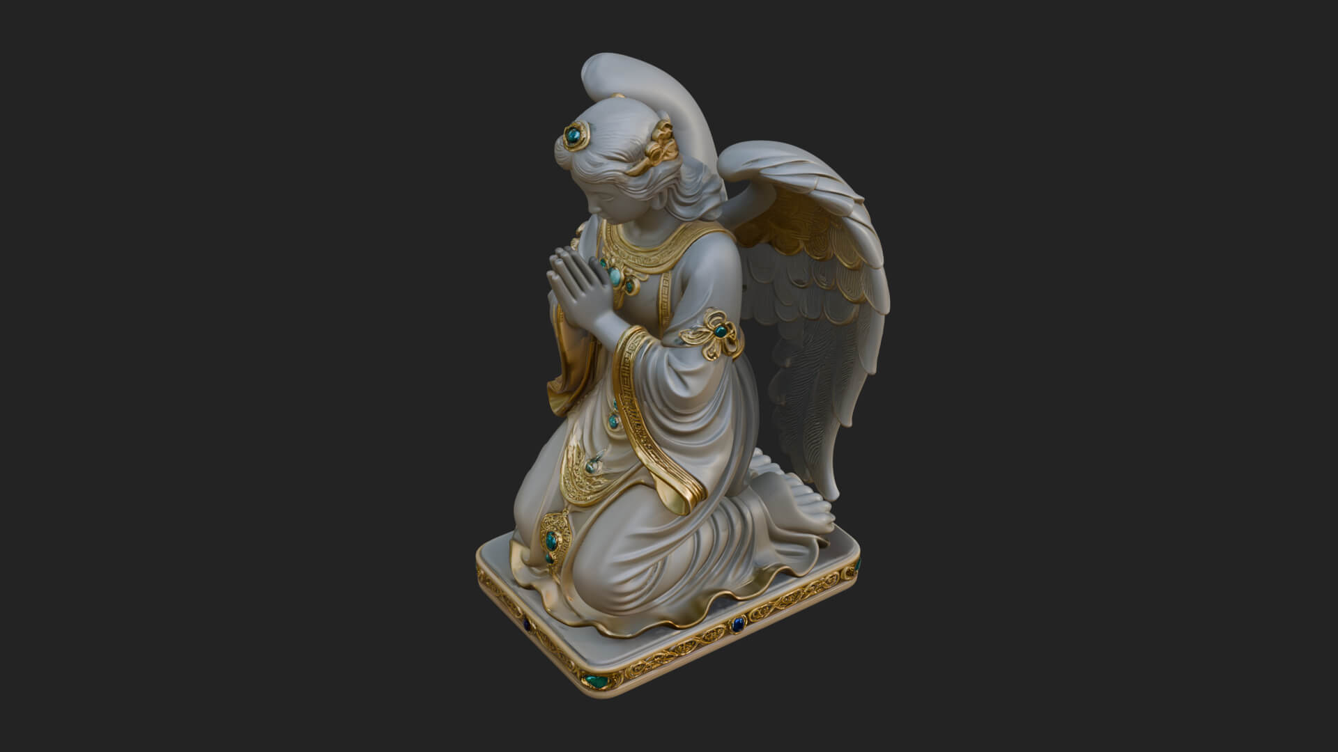 Kneeling Praying Angel Statue Design 11 3D Print Model 3D Model