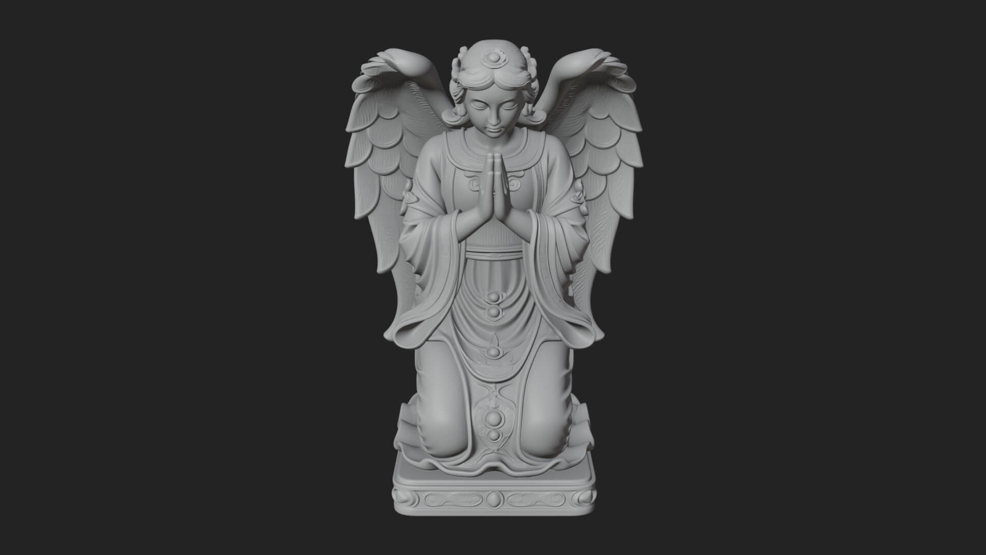 Kneeling Praying Angel Statue Design 11 3D Print Model 3D Model
