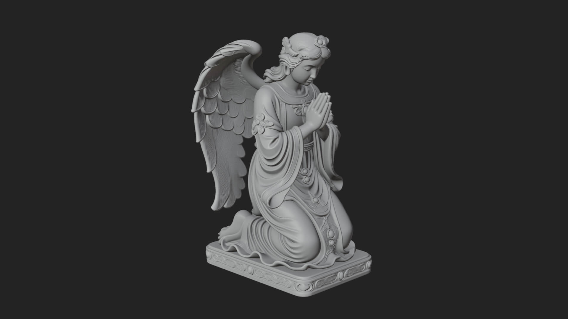 Kneeling Praying Angel Statue Design 11 3D Print Model 3D Model