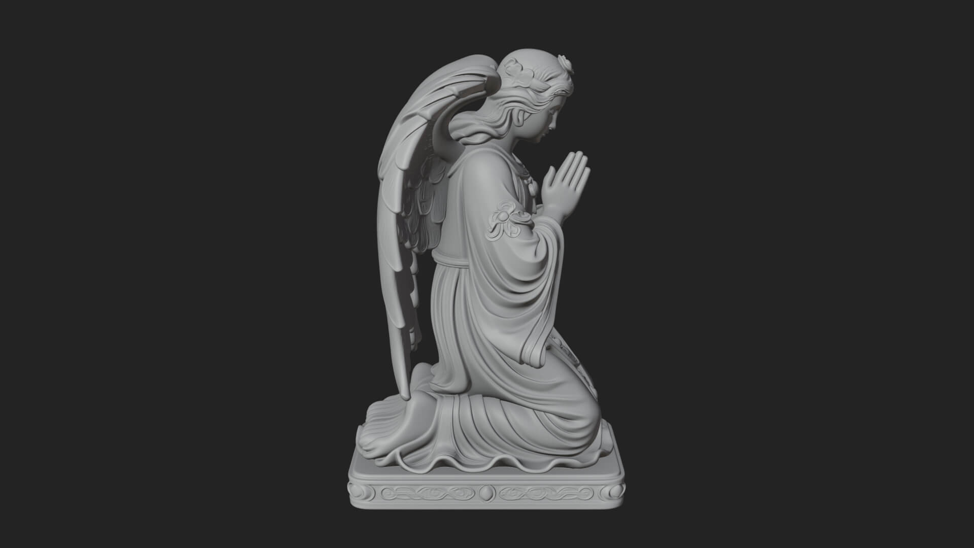 Kneeling Praying Angel Statue Design 11 3D Print Model 3D Model