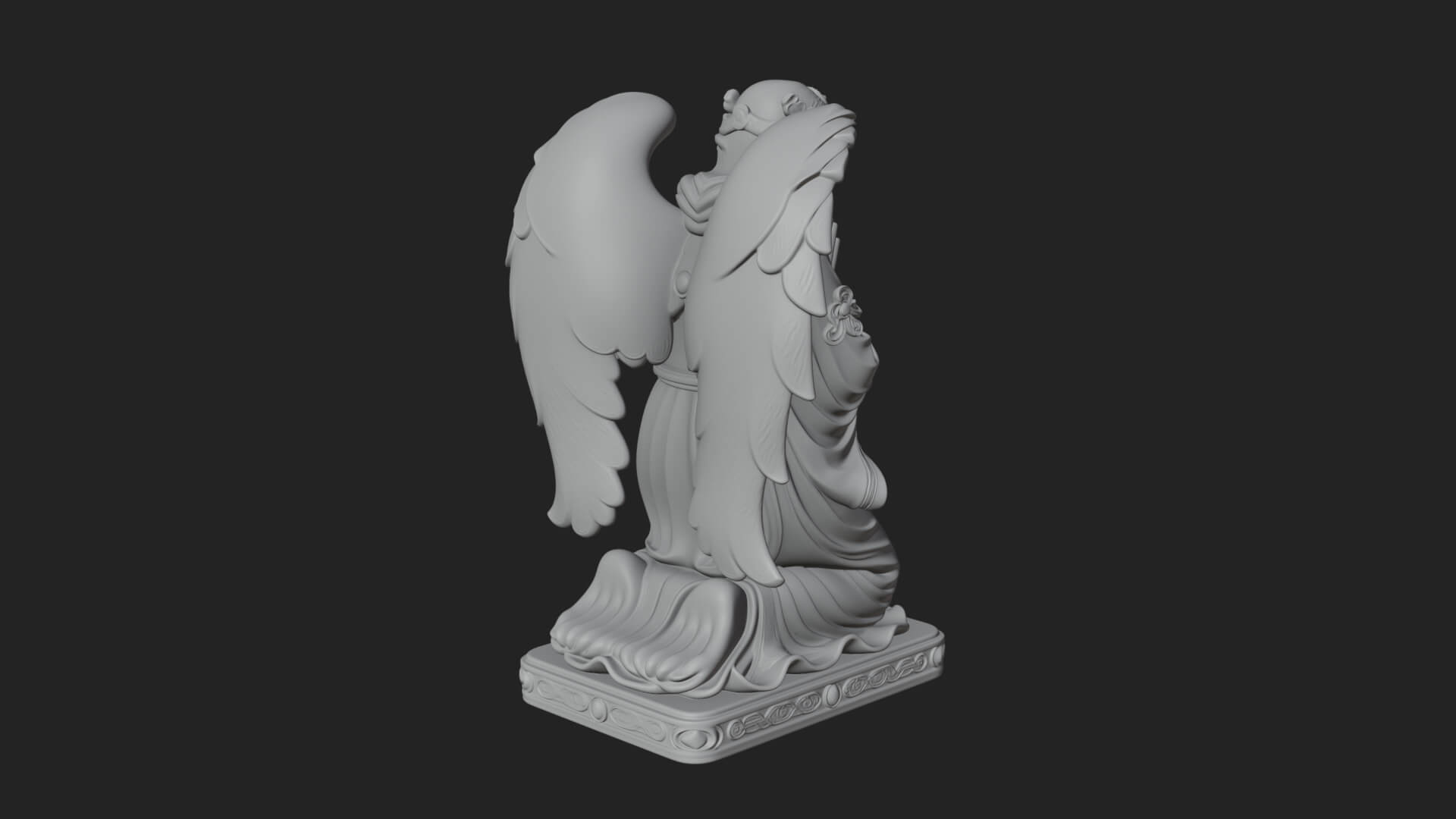 Kneeling Praying Angel Statue Design 11 3D Print Model 3D Model
