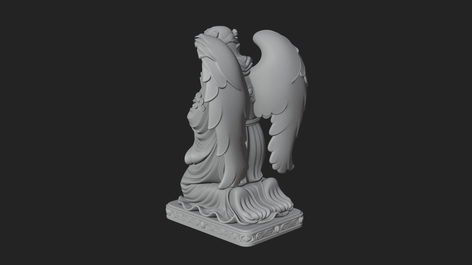 Kneeling Praying Angel Statue Design 11 3D Print Model 3D Model