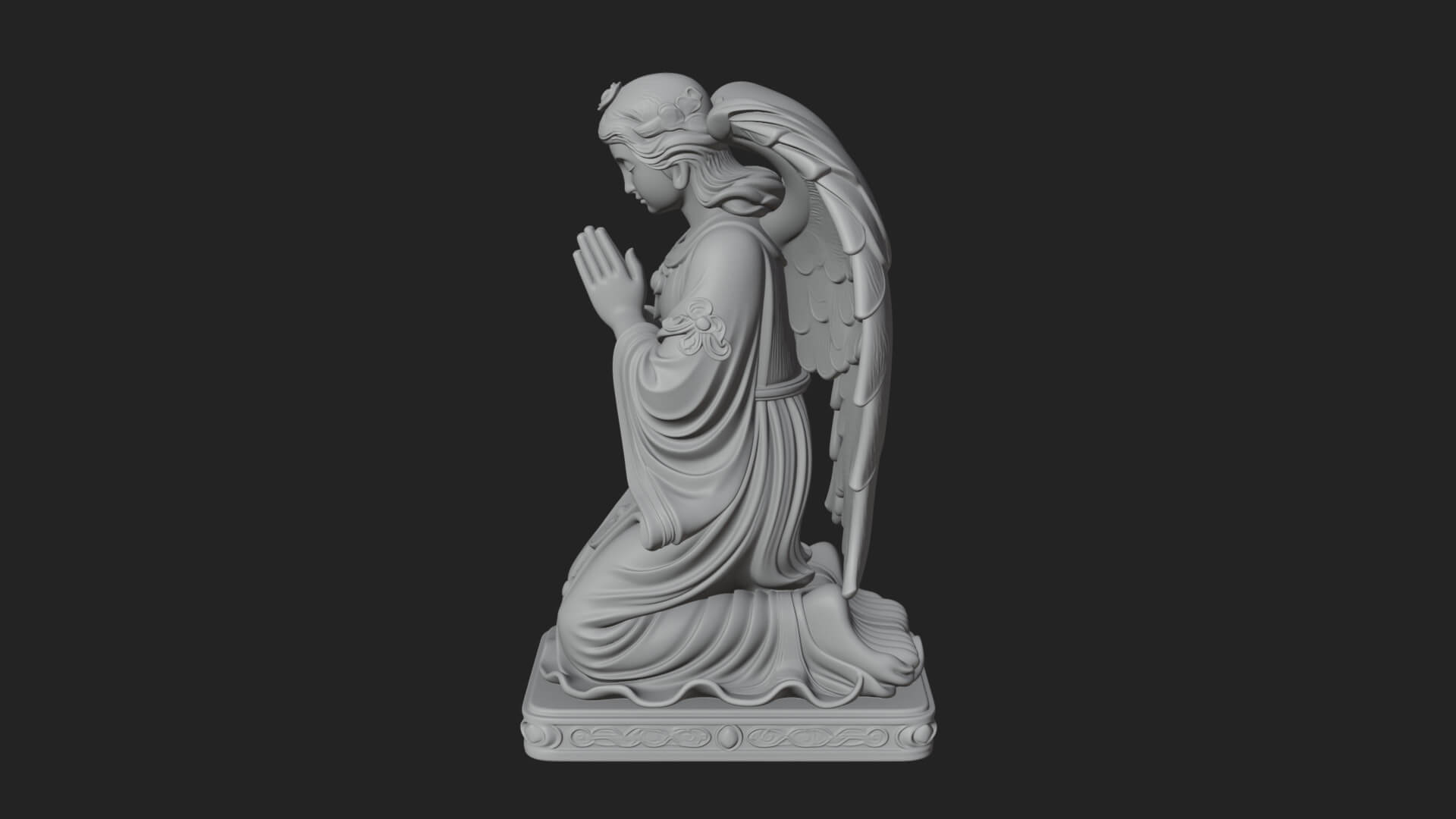 Kneeling Praying Angel Statue Design 11 3D Print Model 3D Model